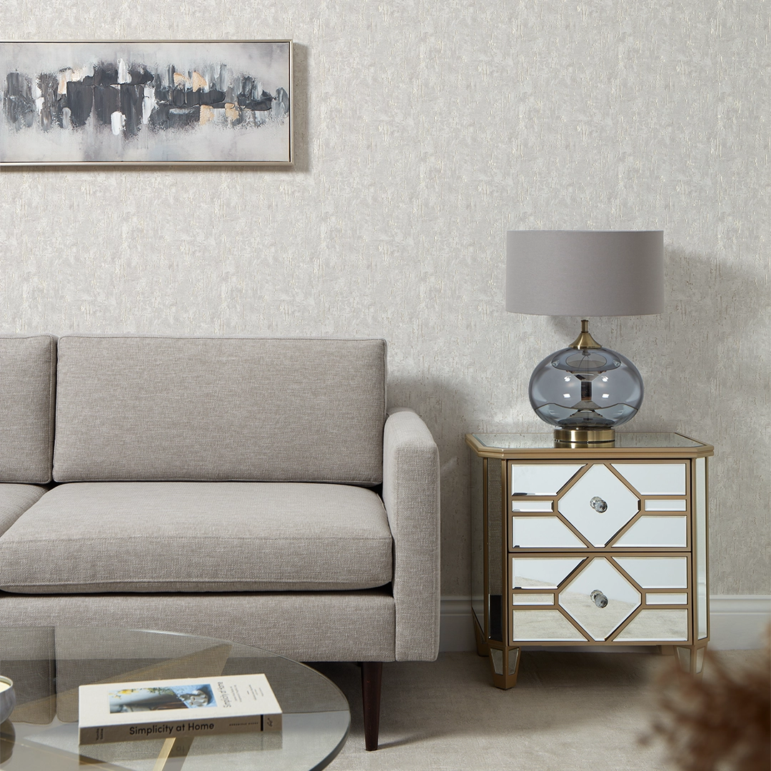 Howson Wallpaper in Soft Grey and Gold