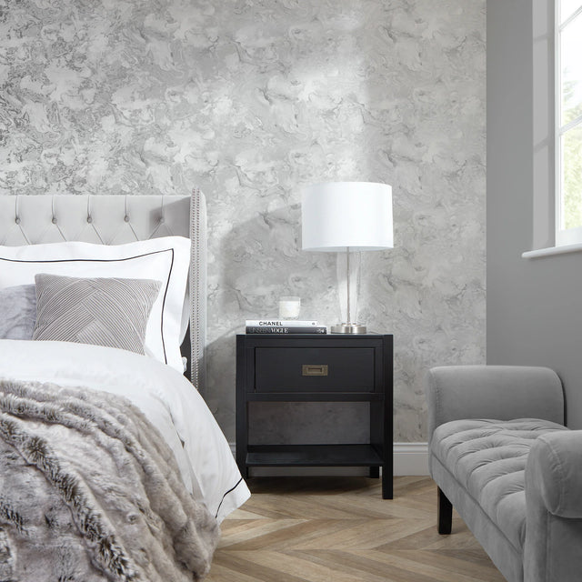 Liquid Marble Wallpaper in Silver