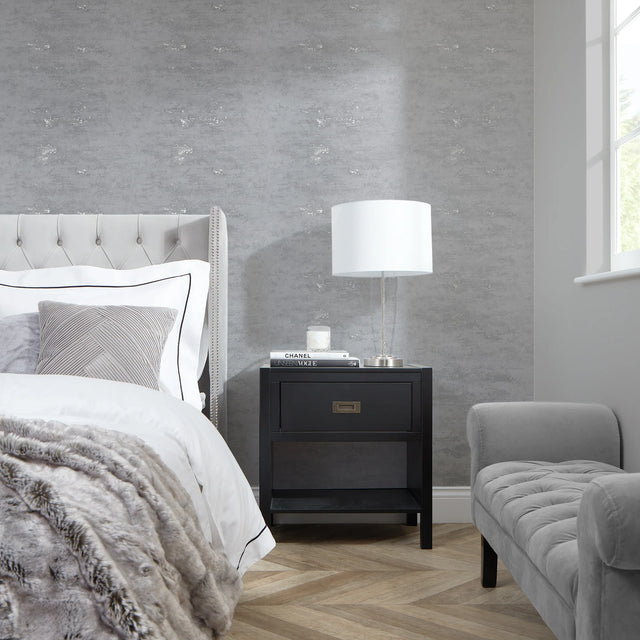 Venice Industrial Metallic Wallpaper in Grey and Silver