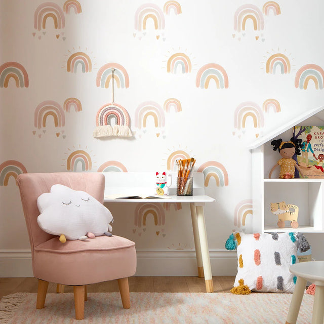 Painting Rainbows Wallpaper in Pastel