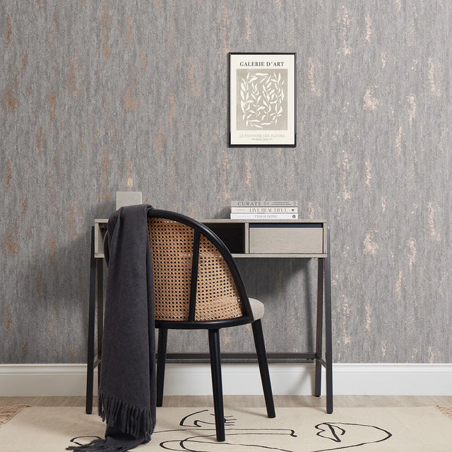 Manhattan Modern Wallpaper in Charcoal and Rose