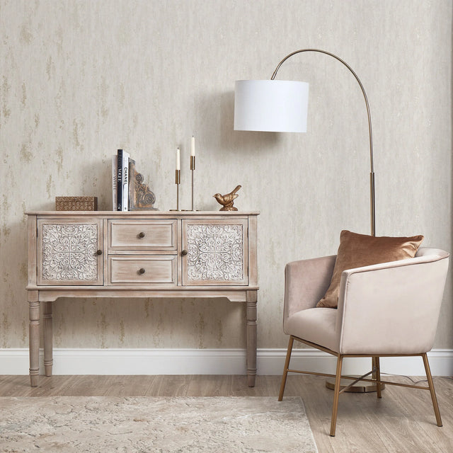 Manhattan Modern Wallpaper in Ivory and Gold