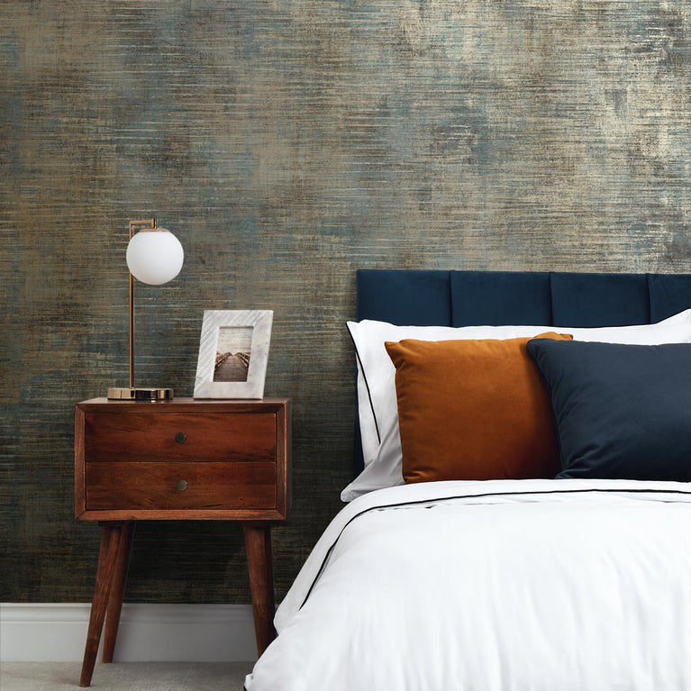 Zara Shimmer Metallic Geometric Wallpaper in Emerald and Gold I Love