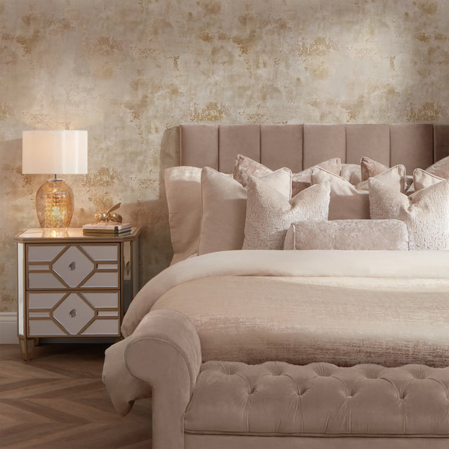 Olympia Industrial Wallpaper in Ivory and Gold