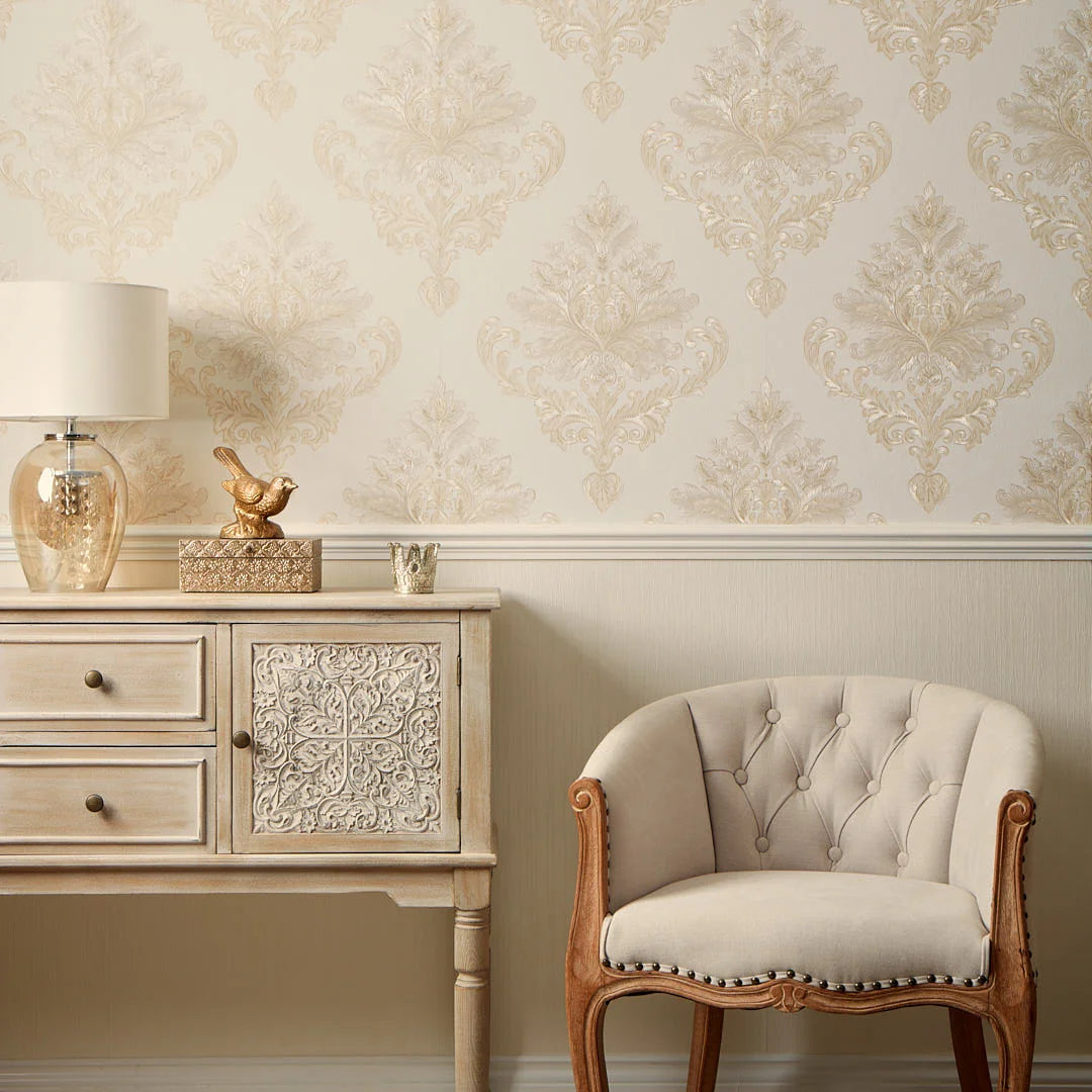 Jasmine Shimmer Wallpaper in Ivory