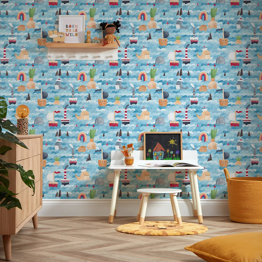 King of The Sea Wallpaper in Multicoloured