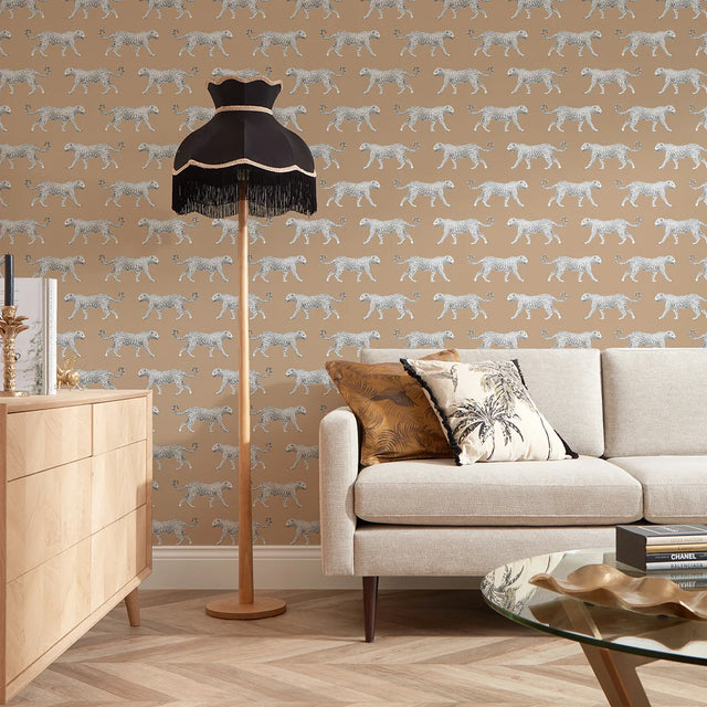 Leopard Motif Wallpaper in Caramel