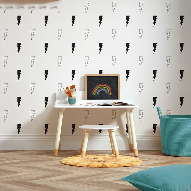 Lightning Strike Wallpaper Monochrome