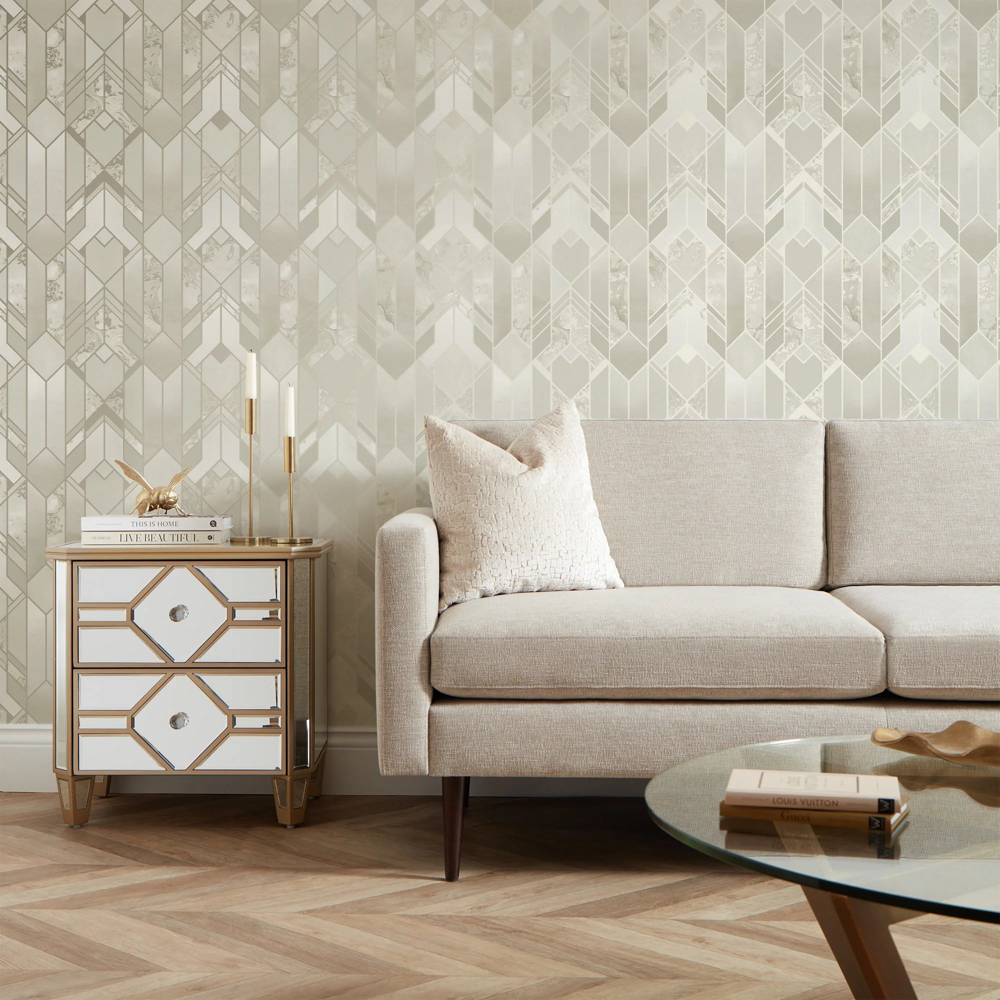 Liquid Marble Geometric Wallpaper in Cream I Love Wallpaper
