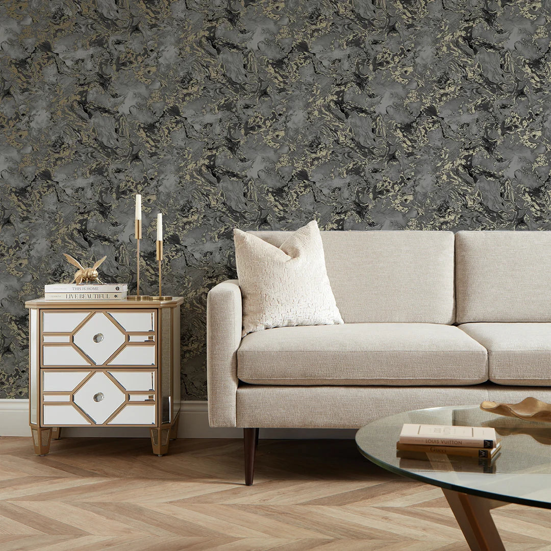 Brewster Home Fashions Suave Marble Charcoal Wallpaper | DecoratorsBest