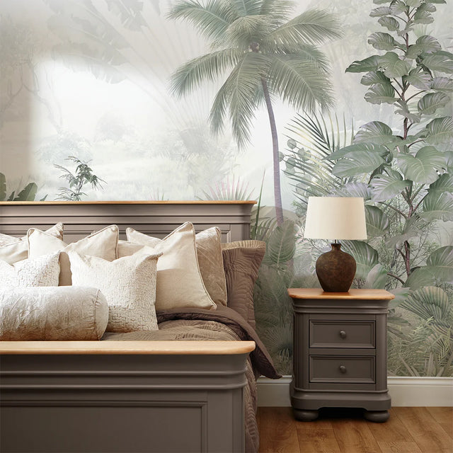 Lush Jungle Full Wall Mural in Green