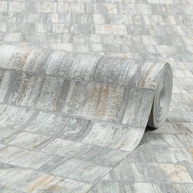 Messina Tile Wallpaper in Grey and Gold