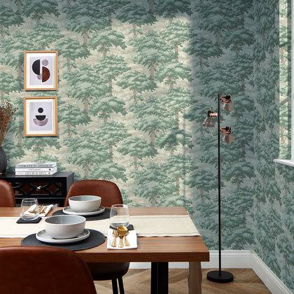 New Forest Toile Wallpaper in Green