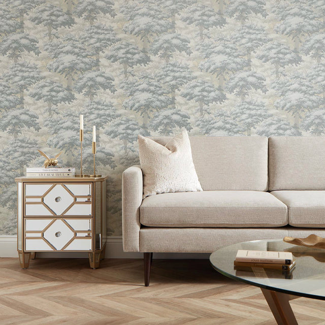 New Forest Toile Wallpaper in Grey