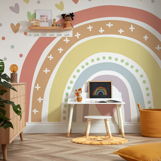 Over The Rainbow Full Wall Mural in Rainbow Pastels