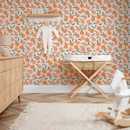 Peaches and Cream Wallpaper in Peach and Green