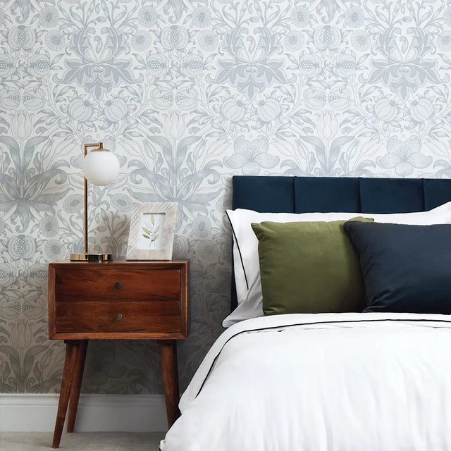 Pomegranate Grove Wallpaper in Soft Blue