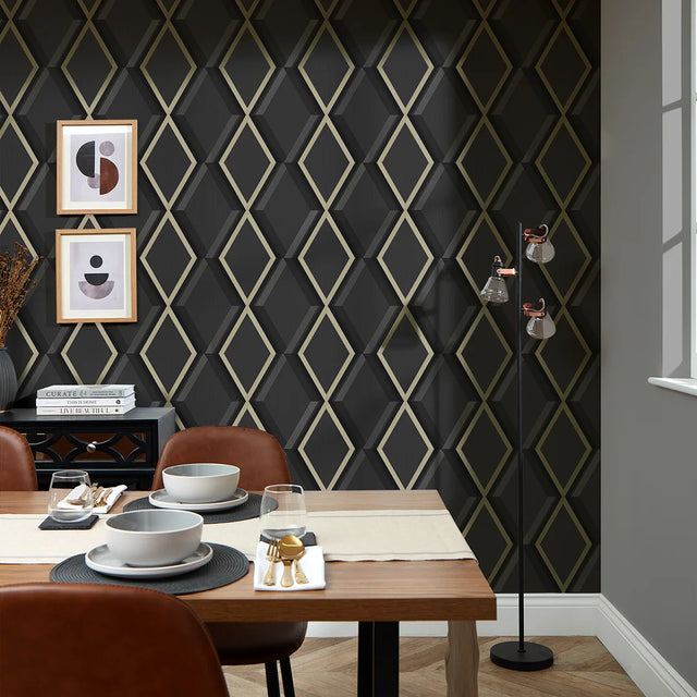 Profile Geometric Wallpaper in Black