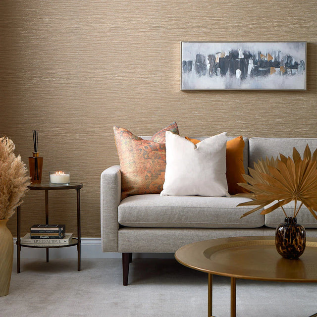 Sahara Metallic Wallpaper in Hazel with Metallic Gold