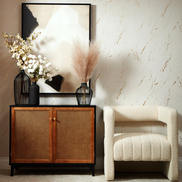 Sienna Wallpaper in Ivory and Gold