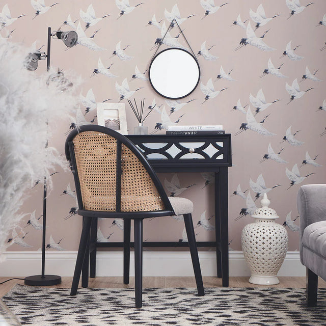 Soaring Cranes Wallpaper in Nude