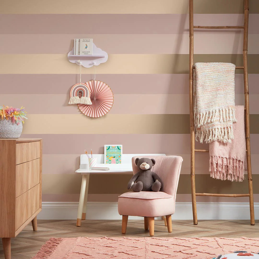 Stripey Stripe Wallpaper in Pink and Gold
