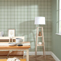 Traditional Check Wallpaper in Sage Green
