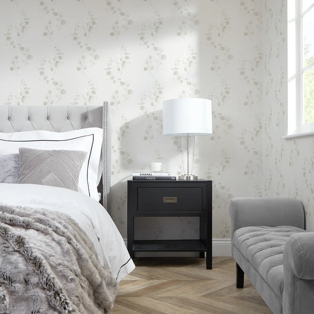 Trailing Eucalyptus Wallpaper in Soft Greys