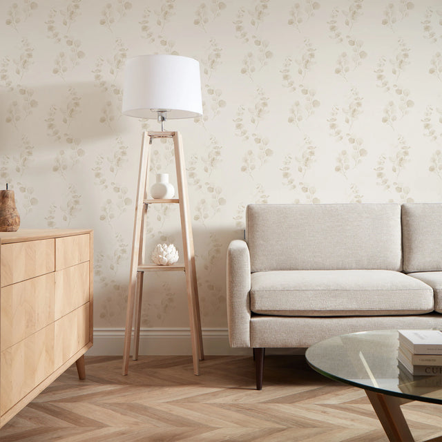 Trailing Eucalyptus Wallpaper in Warm Neutrals