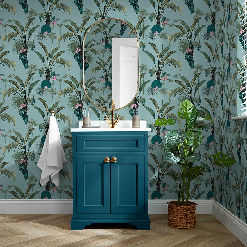 Tropical Paradise Wallpaper in Teal