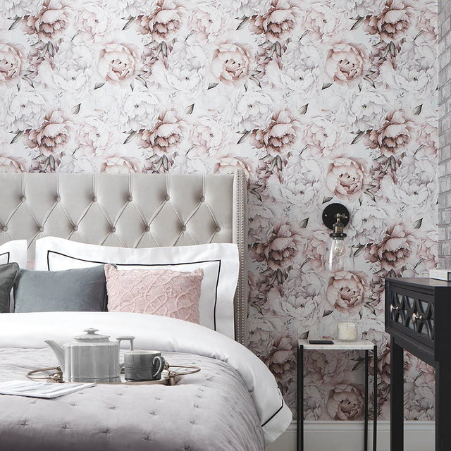 Vintage Peony Wallpaper in Blush