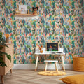 Wolves in the Wood Wallpaper in Multicoloured