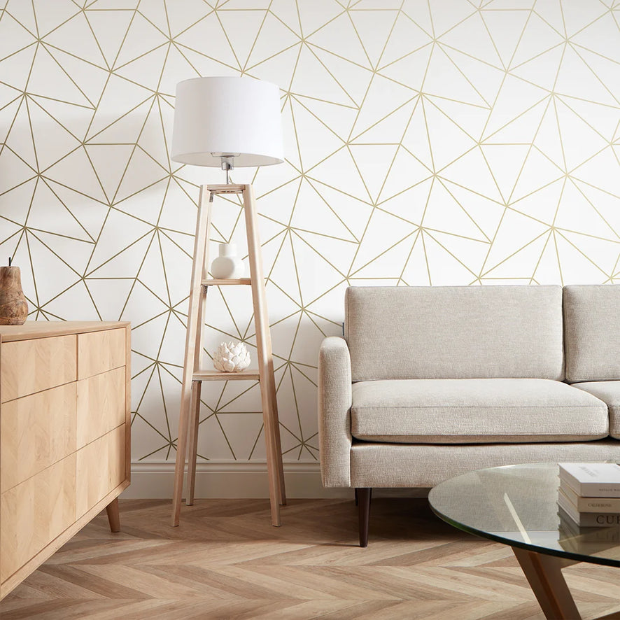 Zara Shimmer Metallic Wallpaper in White and Gold – I Love Wallpaper