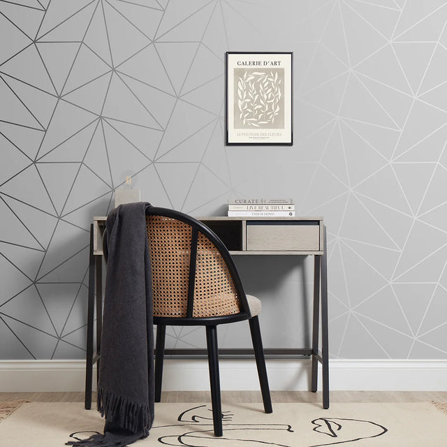 Zara Shimmer Metallic Wallpaper in Soft Grey and Silver