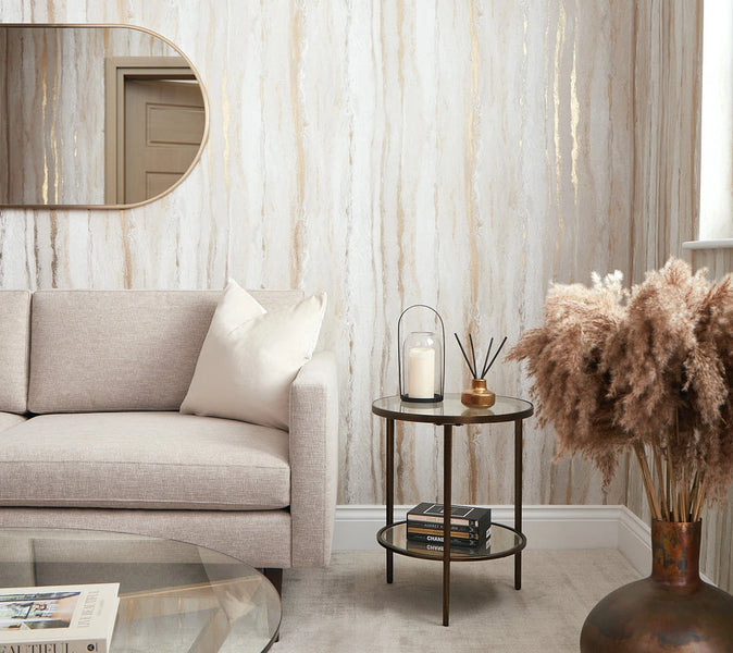Zurich Metallic Wallpaper Cool Grey with Metallic Gold