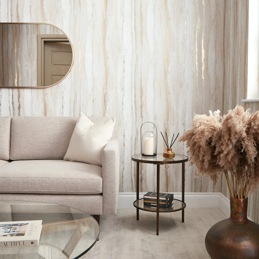 Zurich Metallic Wallpaper Cool Grey with Metallic Gold