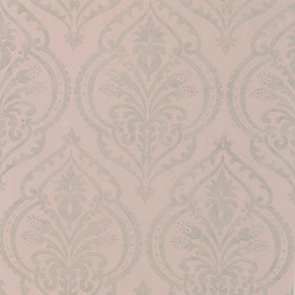 Moroccan Damask Wallpaper Blush, Silver