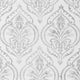 Moroccan Damask Wallpaper in White and Silver