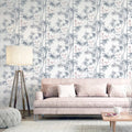 Birds and Bamboo Wallpaper in Grey