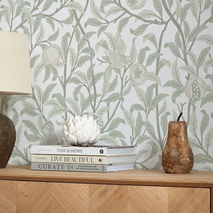 Beauty of Nature Wallpaper in Sage Green