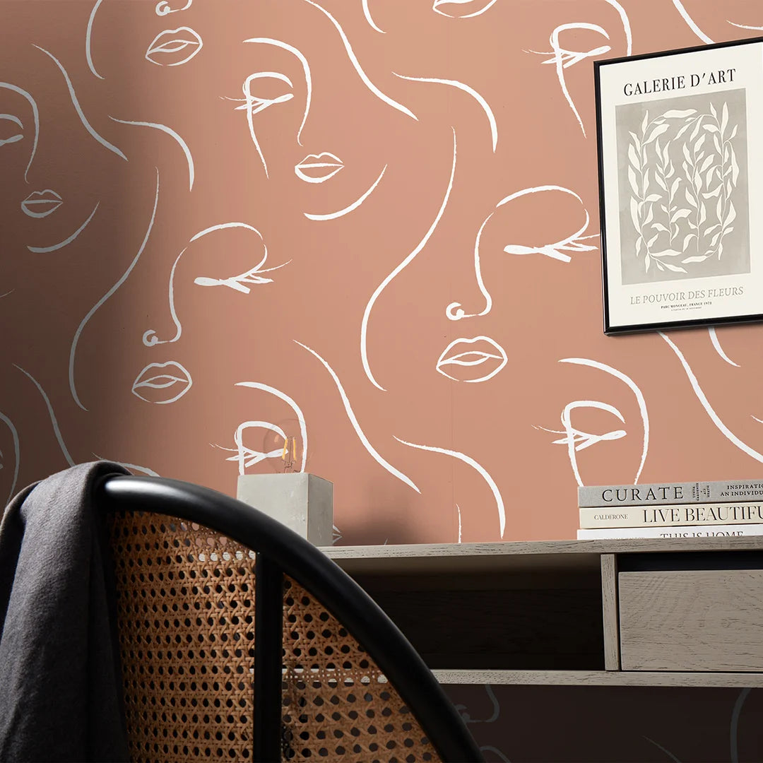 Belle Wallpaper in Terracotta