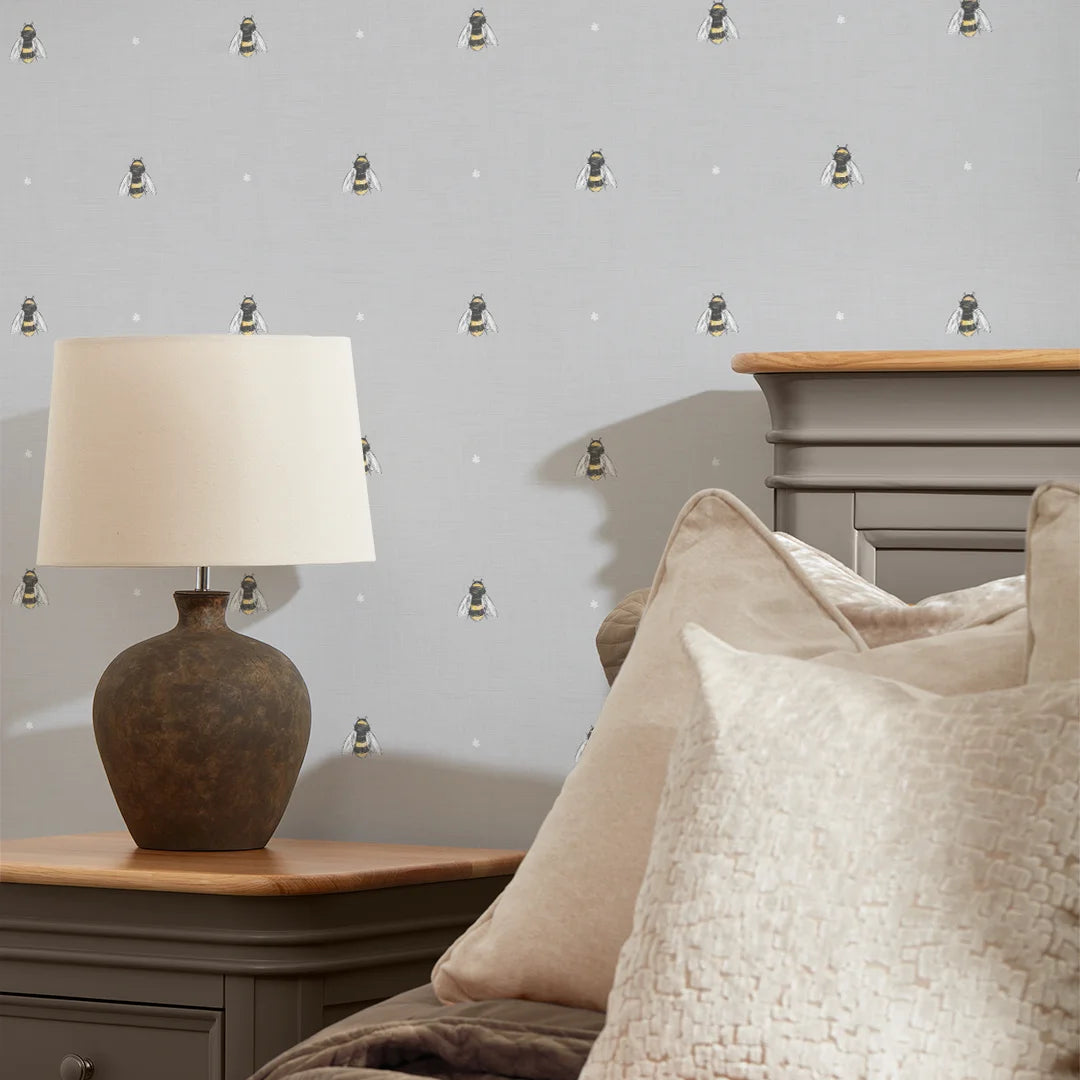 Bumble Bee Wallpaper in Grey