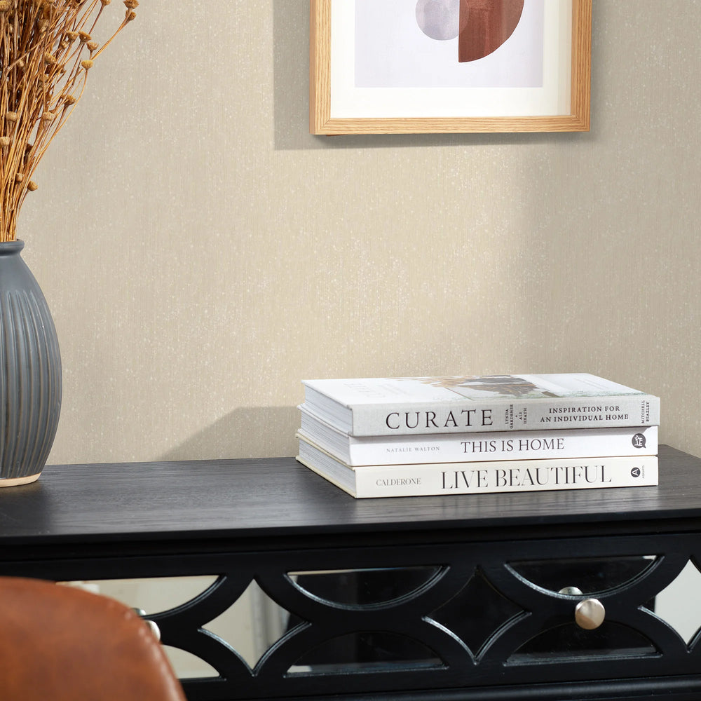 Camden Plain Textured Glitter Wallpaper Cream and Gold