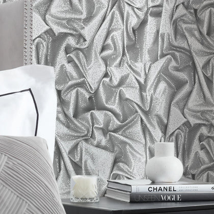 Chloe Crushed Silk Wallpaper in Grey and Silver