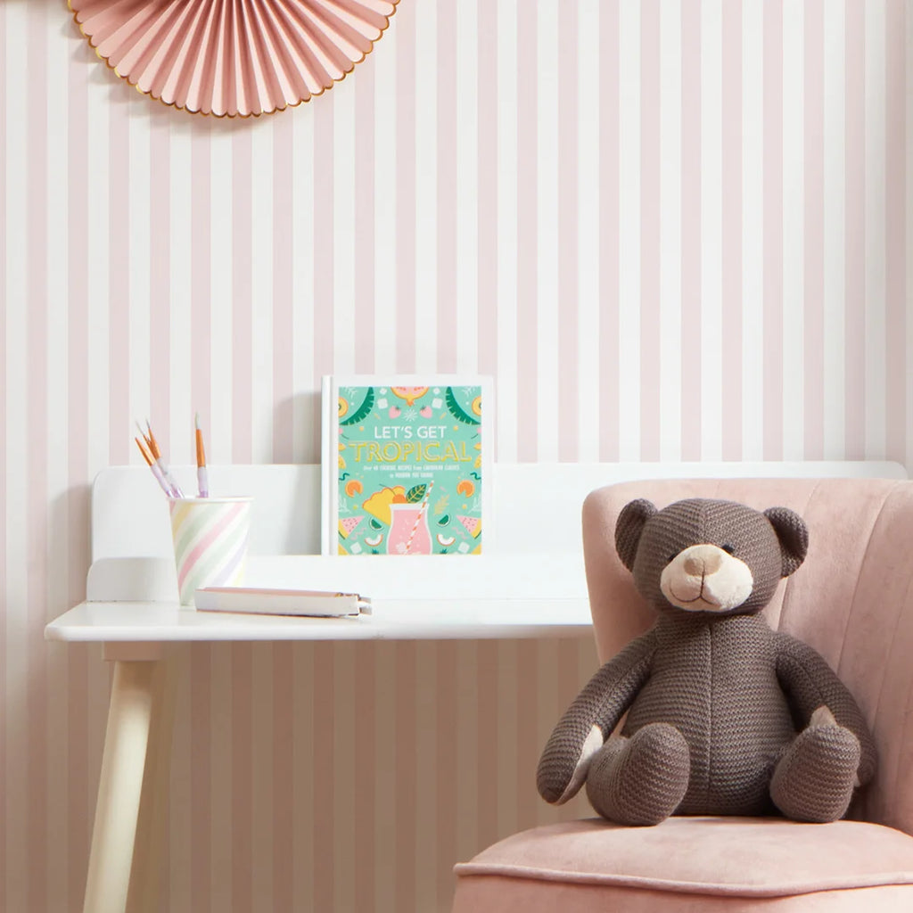 ST36918 l Light Pink and White Diagonal Stripe Prepasted Wallpaper