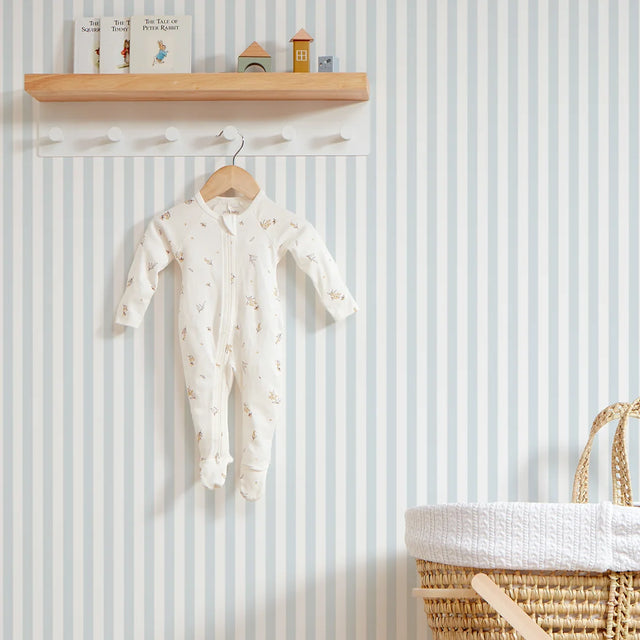 Classic Stripe Wallpaper in Powder Blue