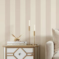 Classic Wide Stripe Wallpaper in Cream and Truffle