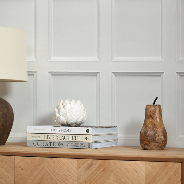 Classic Wood Panel Wallpaper in Dove White