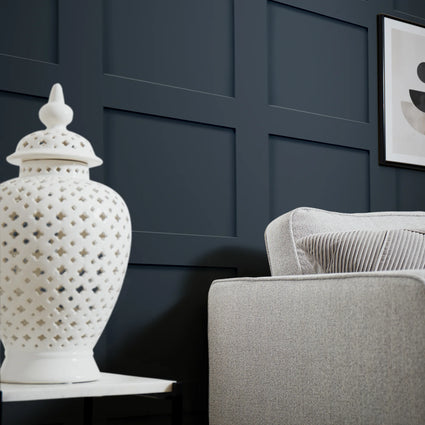 Contemporary Wood Panel Wallpaper in Navy Blue