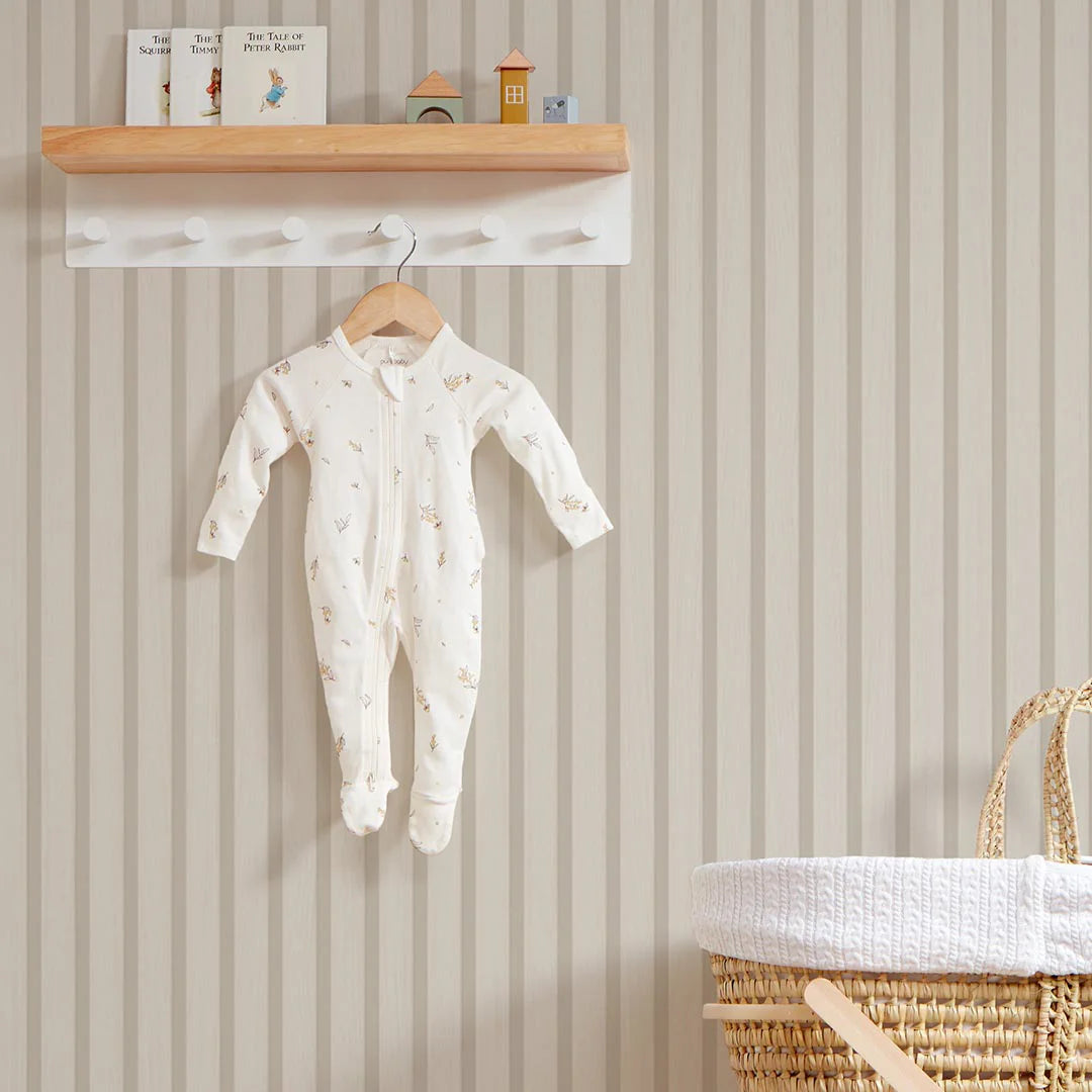 Contemporary Wood Slat Wallpaper in Natural